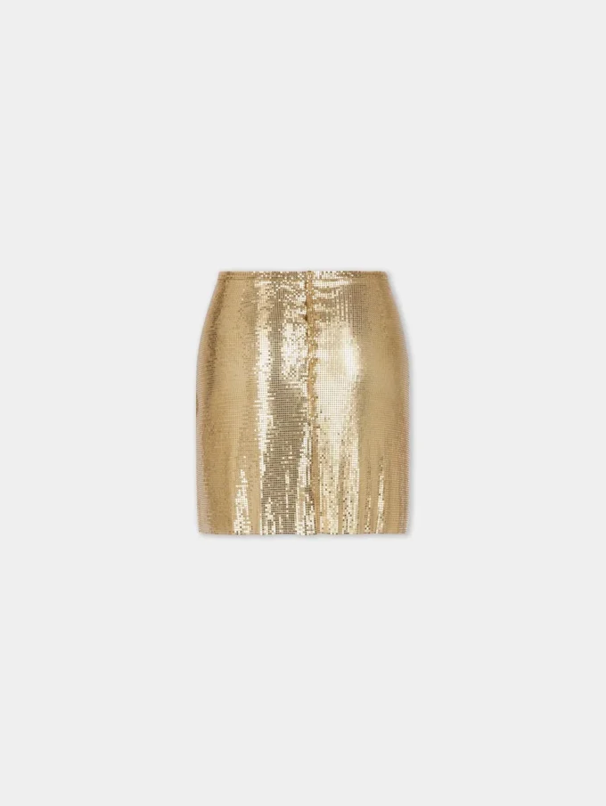 Goldfarbener Minirock aus Mesh