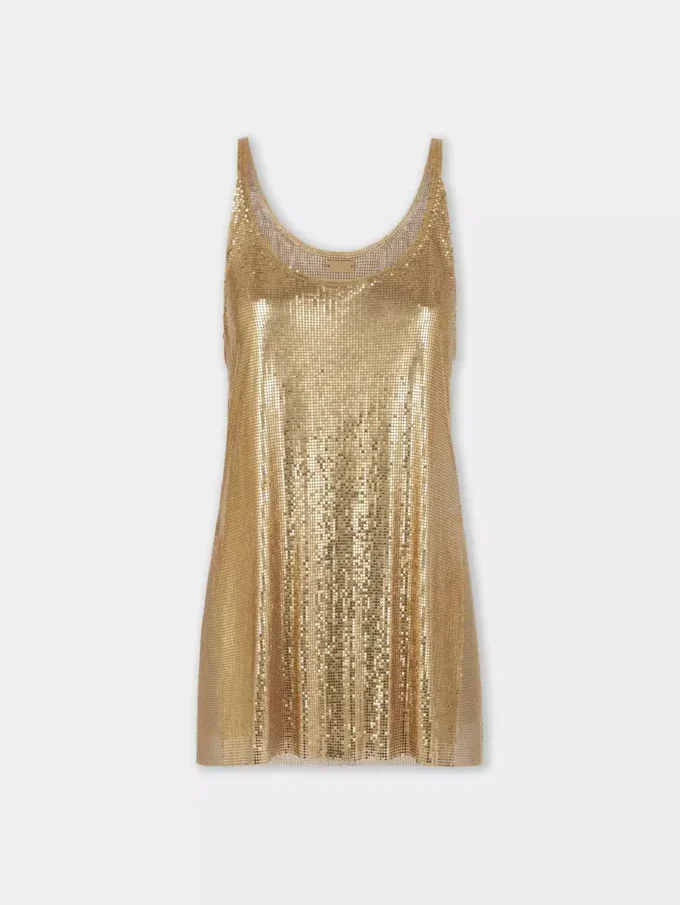 Goldfarbenes Tanktop aus Mesh