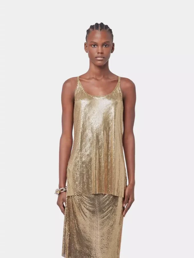Goldfarbenes Tanktop aus Mesh