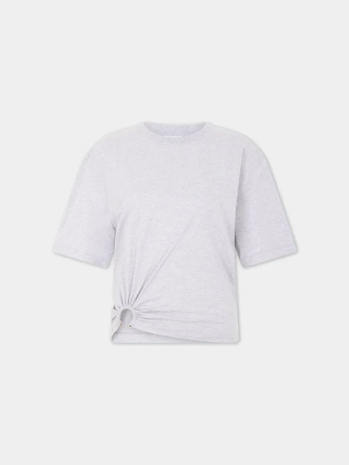 Graues T-Shirt mit Piercing