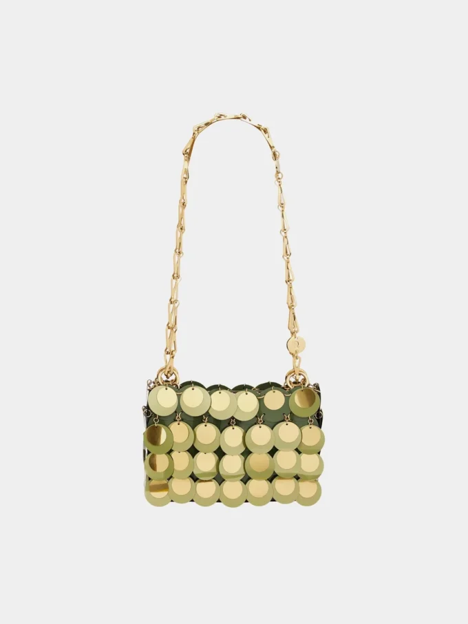 Kaki-farbene Nano-Tasche mit Glitzer