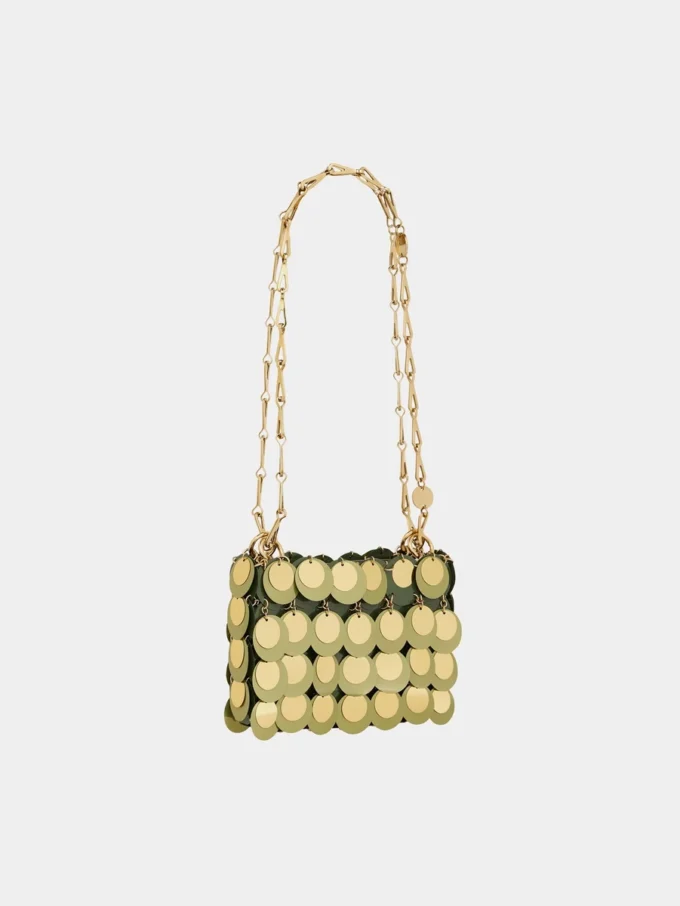 Kaki-farbene Nano-Tasche mit Glitzer
