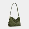 Khaki-farbene Paco-Schultertasche aus Kalbsleder