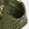 Khaki-farbene Paco-Schultertasche aus Kalbsleder