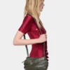 Khaki Paco Umhängetasche aus Leder