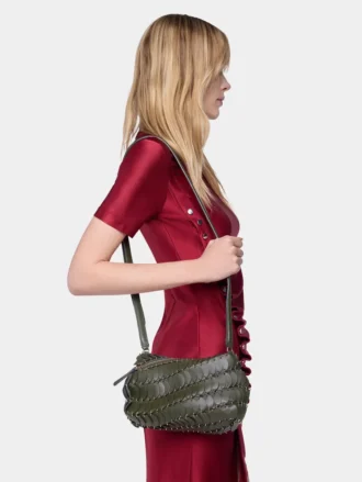 Khaki Paco Umhängetasche aus Leder