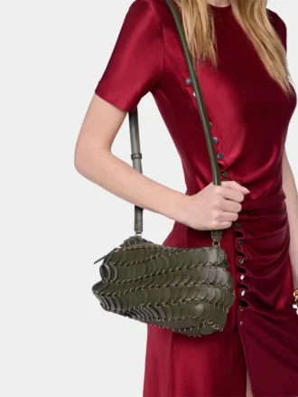 Khaki Paco Umhängetasche aus Leder