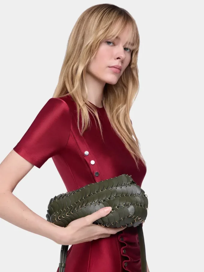 Khaki Paco Umhängetasche aus Leder