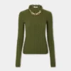 Khaki-Pullover aus Wolle