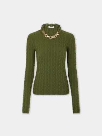 Khaki-Pullover aus Wolle
