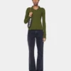 Khaki-Pullover aus Wolle