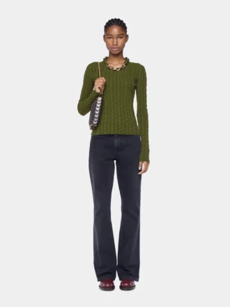 Khaki-Pullover aus Wolle