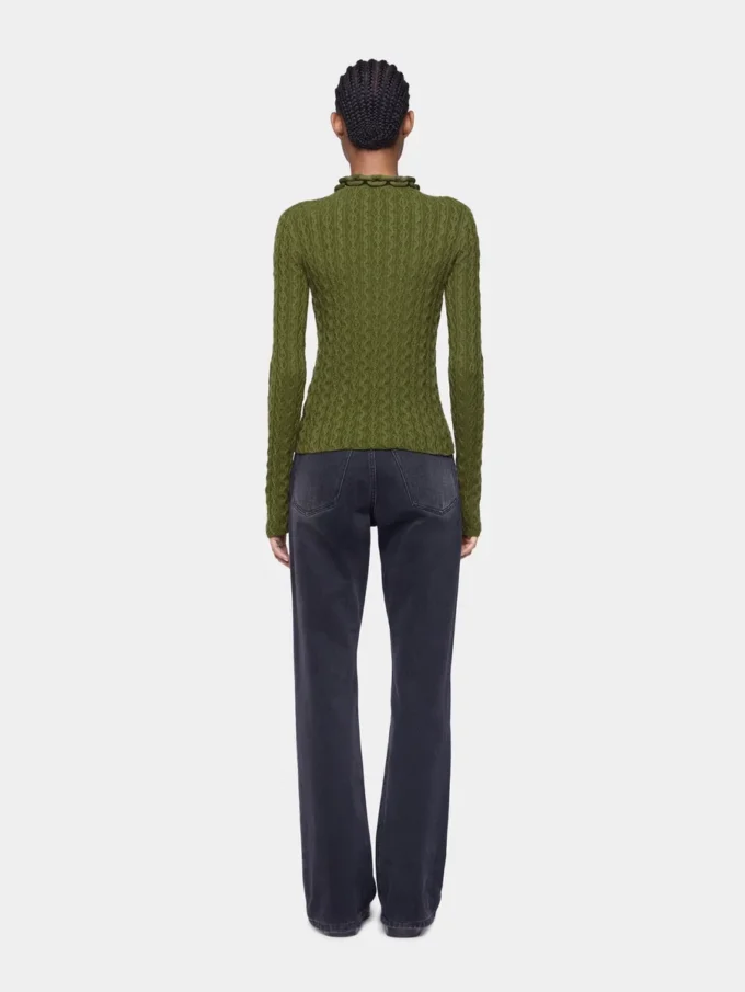 Khaki-Pullover aus Wolle