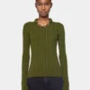 Khaki-Pullover aus Wolle