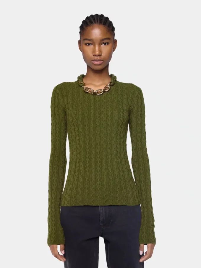 Khaki-Pullover aus Wolle