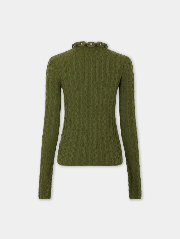 Khaki-Pullover aus Wolle