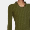 Khakifarbenes langes Kleid aus Wolle