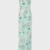 Kleid mit Blumenmuster und Kettenverzierungen