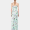 Kleid mit Blumenmuster und Kettenverzierungen