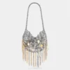 Kultige silberne Moon Bag von 1969, zusammengesetzt aus metallischen Pampilles