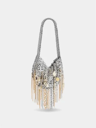 Kultige silberne Moon Bag von 1969, zusammengesetzt aus metallischen Pampilles