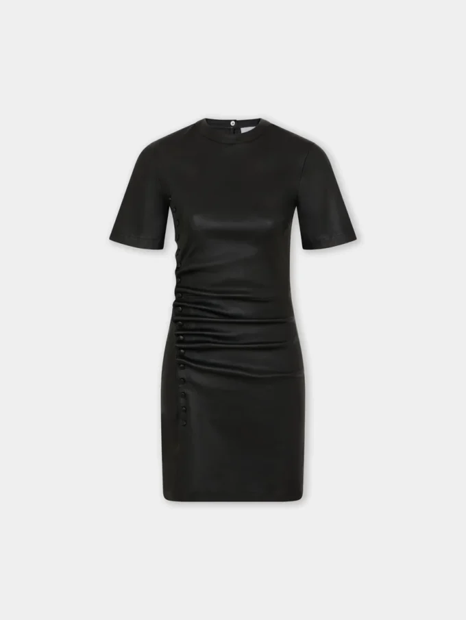 Kurzes gerafftes Kleid aus Lammleder