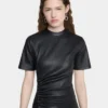 Kurzes gerafftes Kleid aus Lammleder