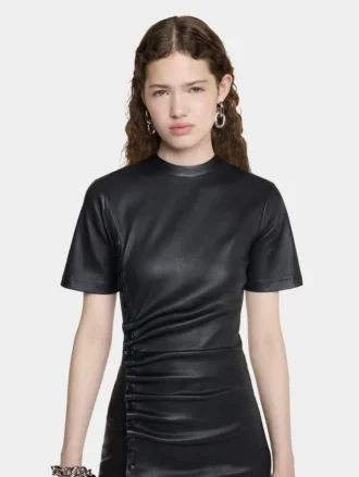 Kurzes gerafftes Kleid aus Lammleder