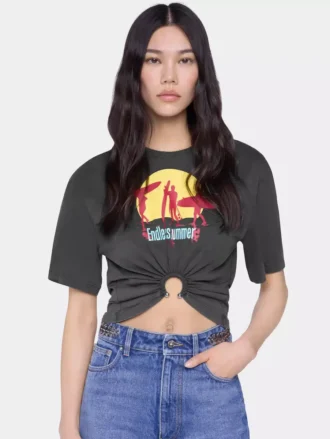 Kurzes T-Shirt aus bedruckter Baumwolle