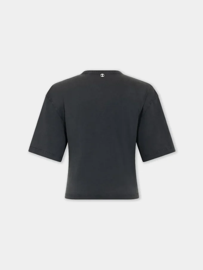 Kurzes T-Shirt aus bedruckter Baumwolle
