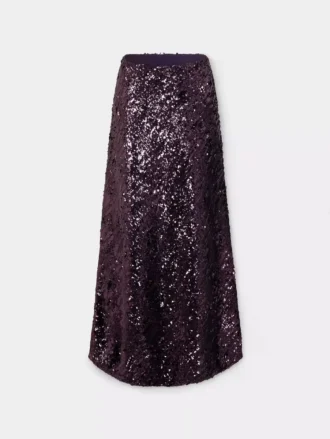 Langer Rock aus Jersey mit Paillettenverzierung