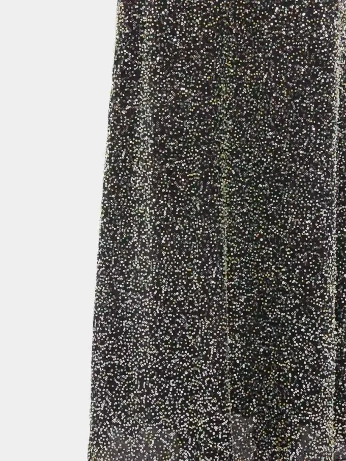 Langer Rock aus Krepp mit Paillettenstickerei