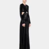 Langes, drapiertes Samtkleid