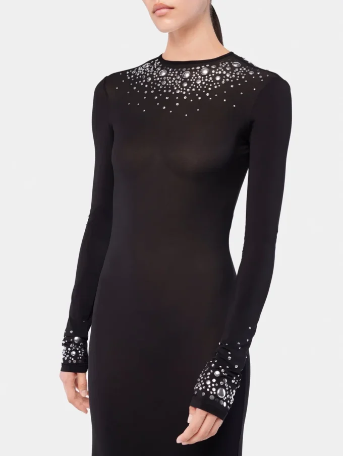 Langes Jerseykleid wie eine zweite Haut