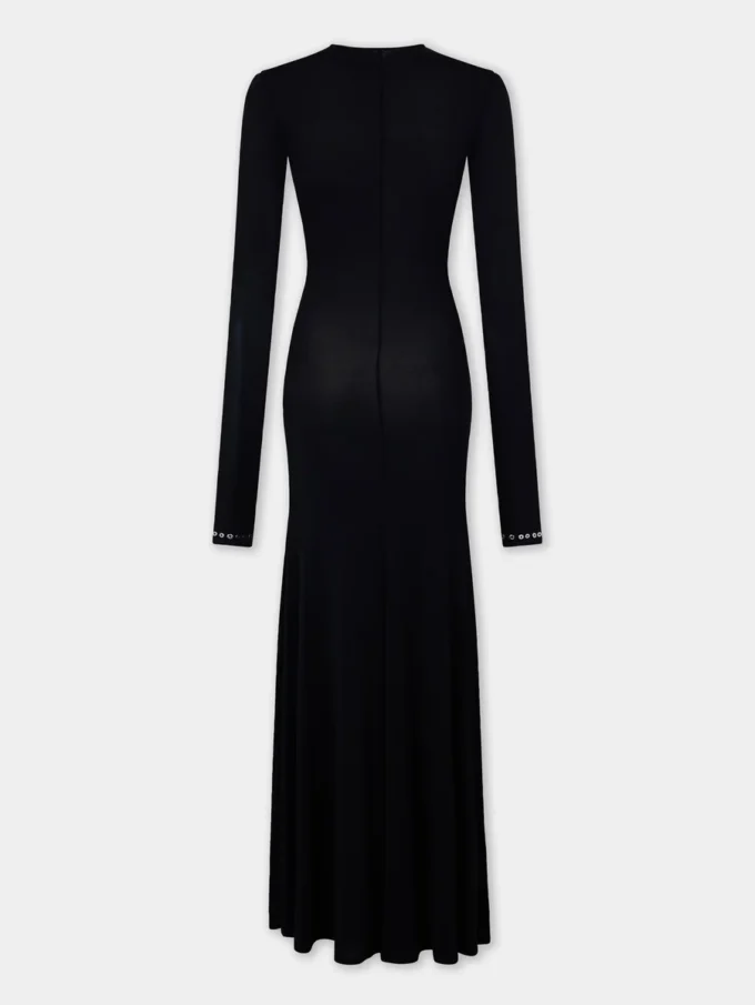 Langes Jerseykleid wie eine zweite Haut