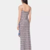 Langes Kleid aus bedrucktem Satin
