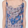 Langes Kleid aus bedrucktem Satin