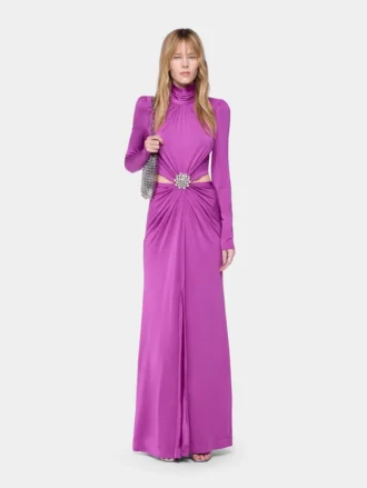 Langes Kleid aus Jersey in Fuchsia