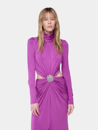 Langes Kleid aus Jersey in Fuchsia