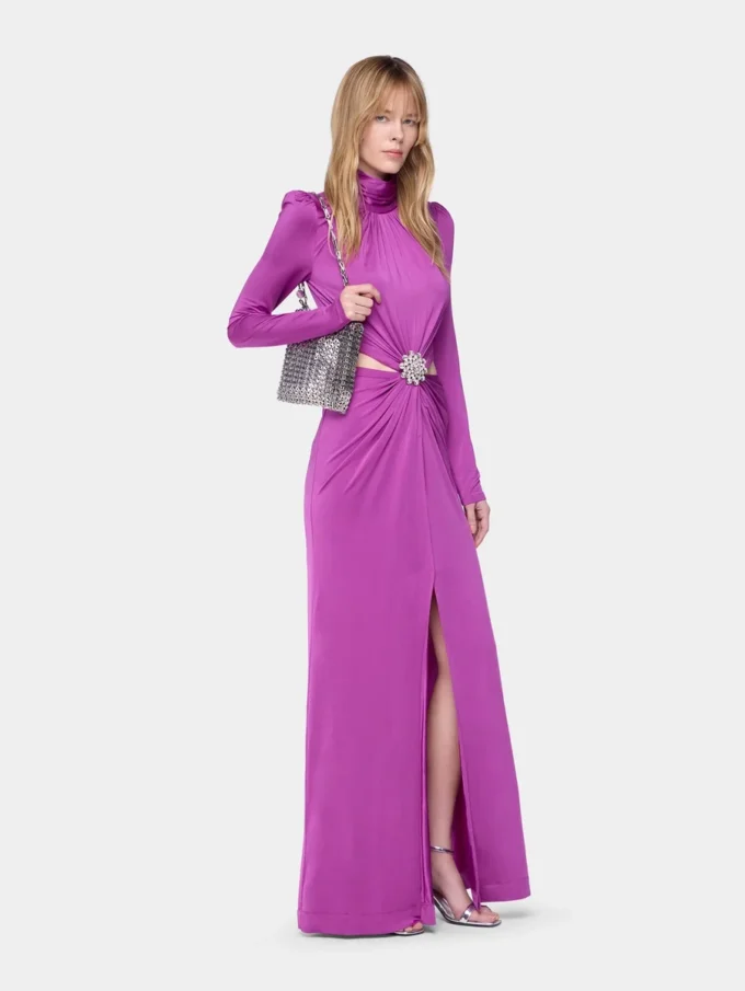 Langes Kleid aus Jersey in Fuchsia