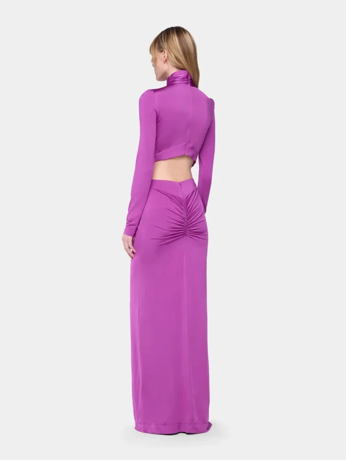 Langes Kleid aus Jersey in Fuchsia