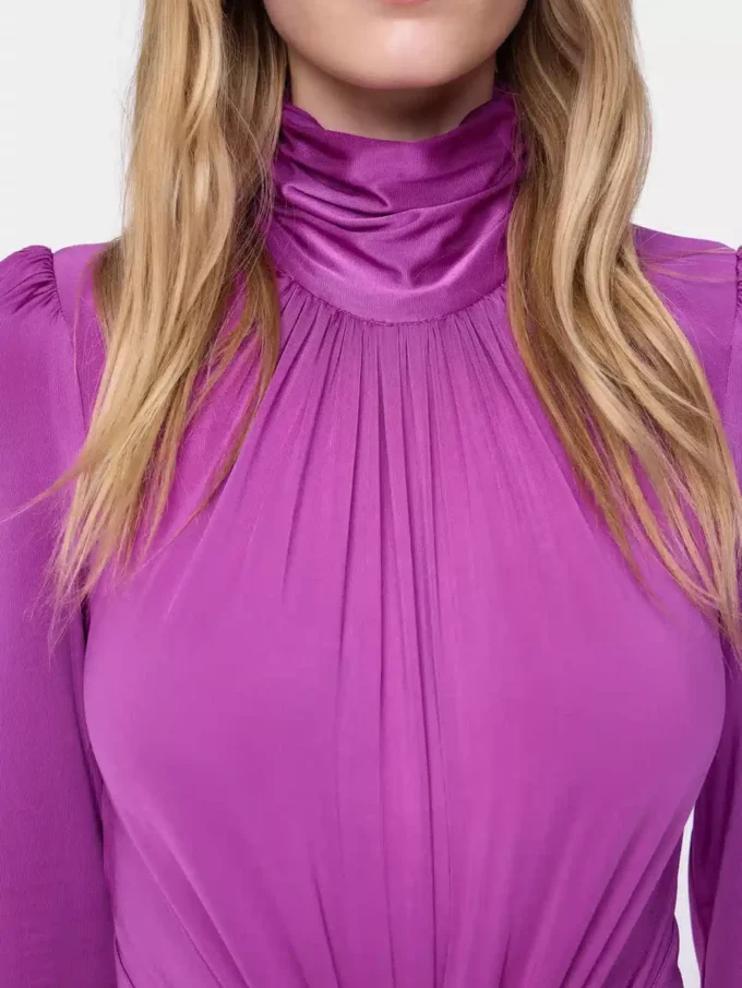 Langes Kleid aus Jersey in Fuchsia