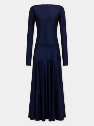 Langes Kleid aus Jersey mit Godet-Details
