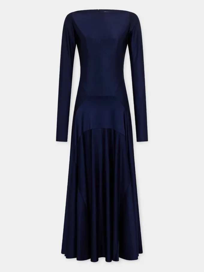 Langes Kleid aus Jersey mit Godet-Details