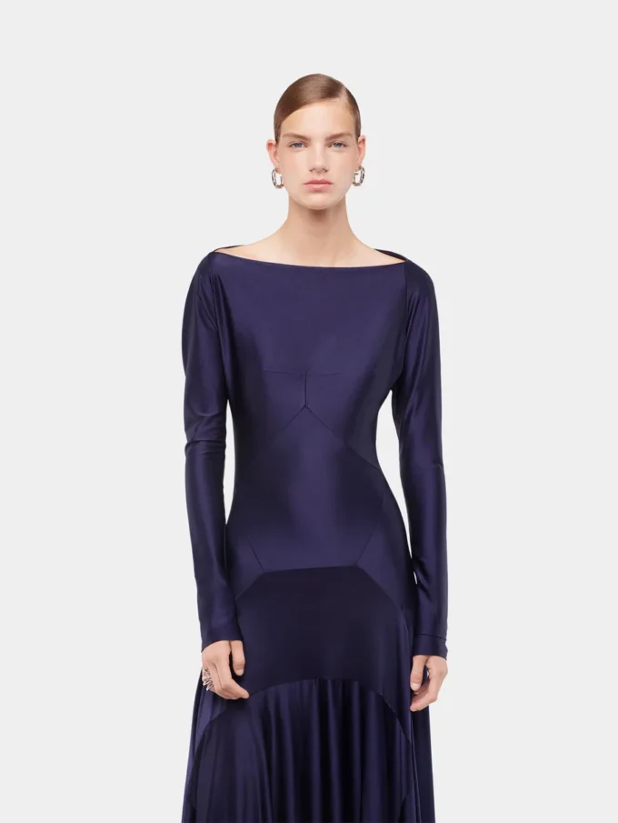Langes Kleid aus Jersey mit Godet-Details