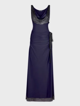 Langes Kleid aus Mesh und Jersey