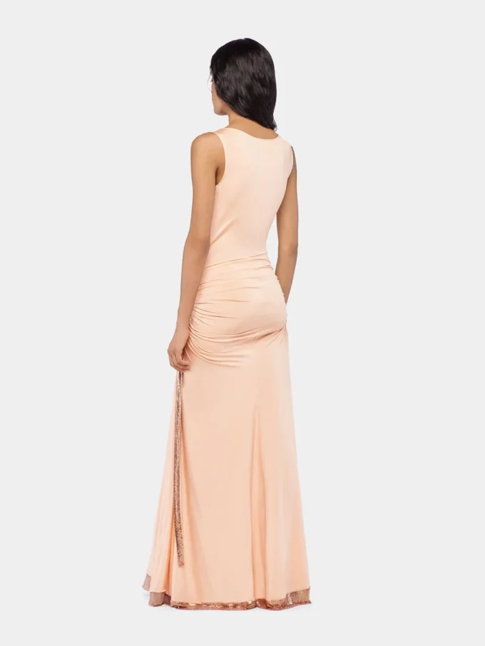 Langes Kleid aus Mesh und Jersey
