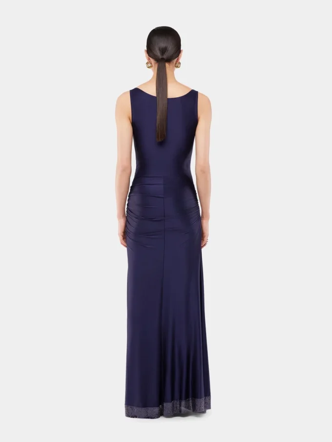 Langes Kleid aus Mesh und Jersey