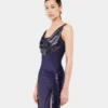 Langes Kleid aus Mesh und Jersey