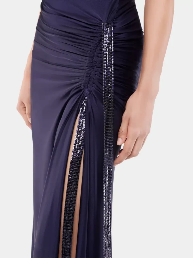 Langes Kleid aus Mesh und Jersey